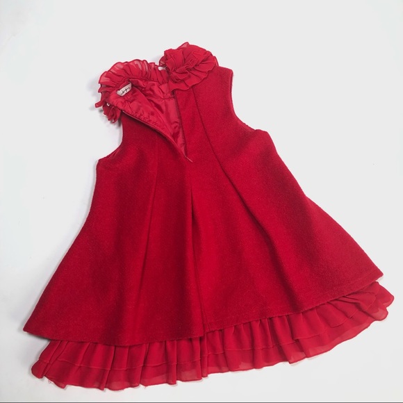 Boutique Wool blend Christmas dress with ruffles - Picture 3 of 8
